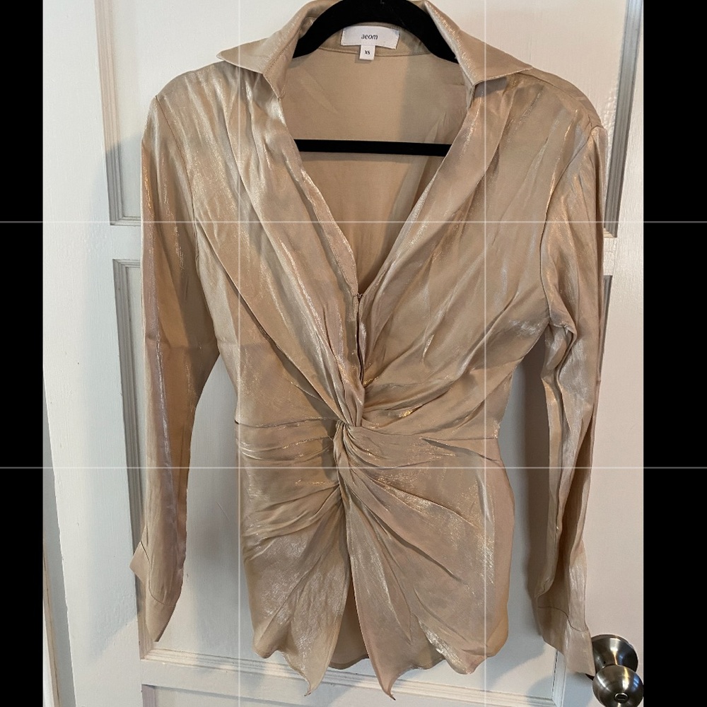 Silk Tie Knot Long Sleeve Top